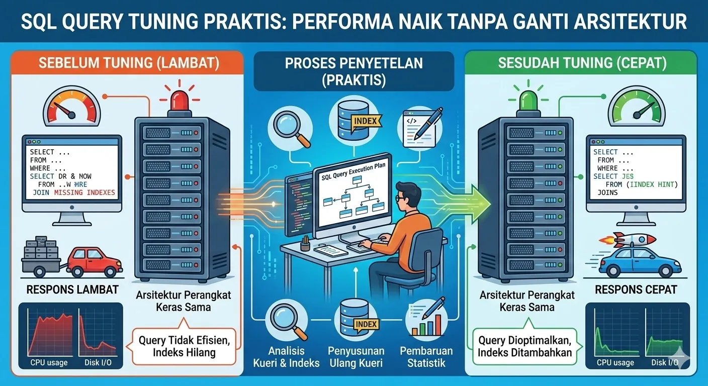 SQL Query Tuning Praktis: Performa Naik Tanpa Ganti Arsitektur
